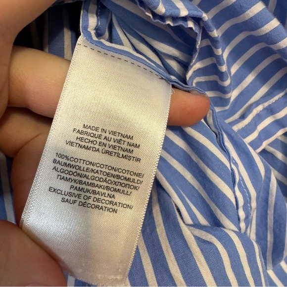 Kid's Polo Ralph Lauren Blue & White Striped Collared Button Front Dress - Picture 7 of 8